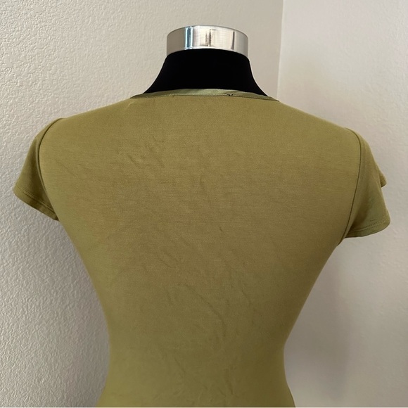NWOT Tahari Moss Green Fitted Cap Sleeve Jersey Knit T-Shirt Size XS - Picture 8 of 13